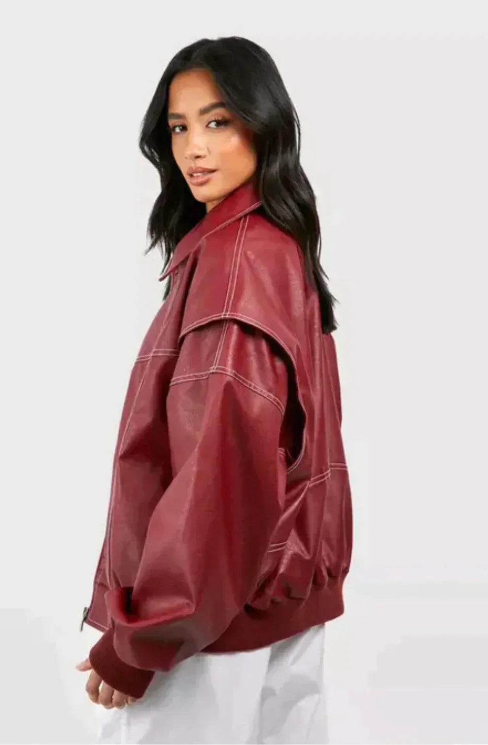 Faye™ – Oversized Leather Jacket