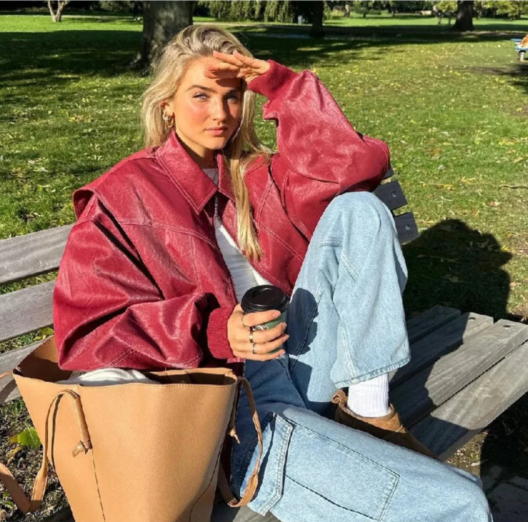 Faye™ – Oversized Leather Jacket