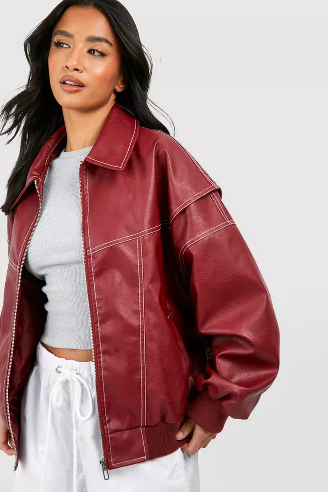 Faye™ – Oversized Leather Jacket